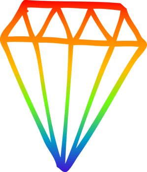 rainbow gradient line drawing of a cartoon tattoo diamond png