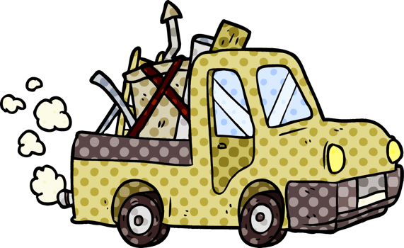cartoon old truck full of junk png