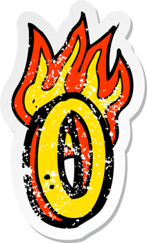 retro distressed sticker of a cartoon flaming letter png
