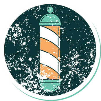 iconic distressed sticker tattoo style image of a barbers pole png