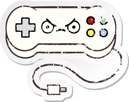 distressed sticker of a cute cartoon game controller png