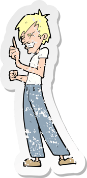 retro distressed sticker of a cartoon angry man arguing drawing png