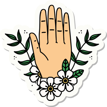 sticker of tattoo in traditional style of a hand and flower png