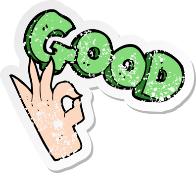 retro distressed sticker of a cartoon good sign drawing png