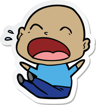 sticker of a cartoon shouting bald man png