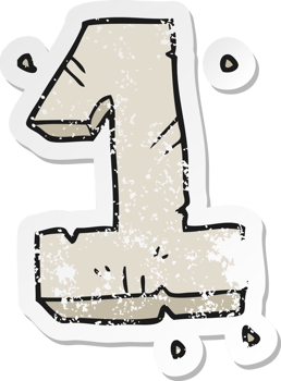 retro distressed sticker of a cartoon stone number one png