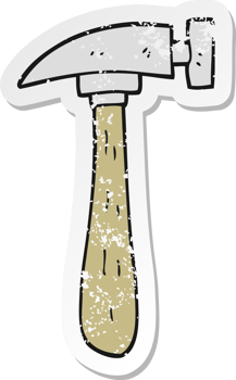 retro distressed sticker of a cartoon hammer png