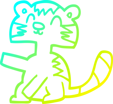 cold gradient line drawing of a funny cartoon cat png