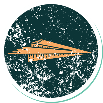iconic distressed sticker tattoo style image of a paper airplane png