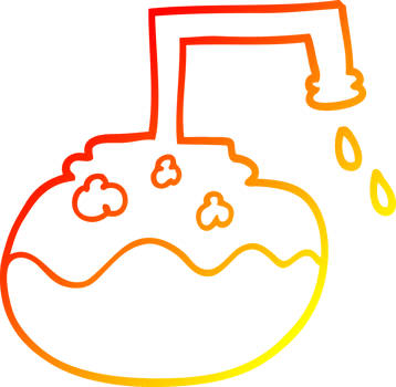 warm gradient line drawing of a cartoon bubbling chemicals png