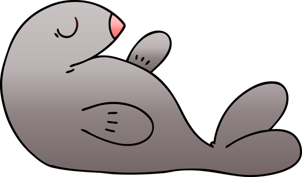 gradient shaded quirky cartoon seal png