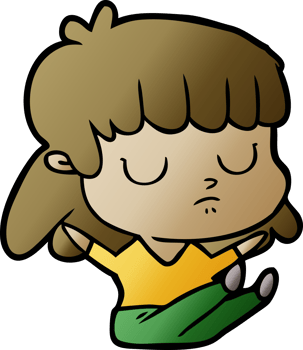 cartoon indifferent woman sitting png
