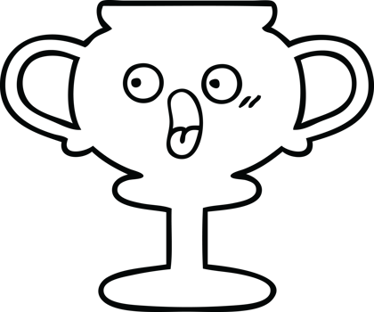 line drawing cartoon of a trophy png