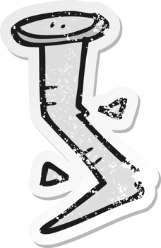 retro distressed sticker of a cartoon bent nail png