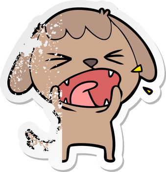 distressed sticker of a cute cartoon dog barking png