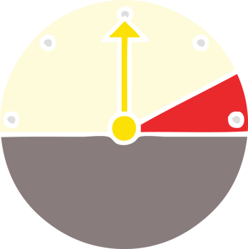 flat color retro cartoon of a speedometer png