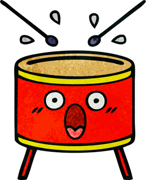 retro grunge texture cartoon of a drum png