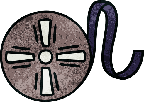 retro grunge texture cartoon of a movie tape png