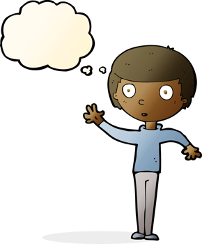 cartoon staring boy with thought bubble png