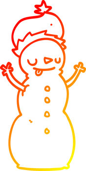 warm gradient line drawing of a cartoon christmas snowman png