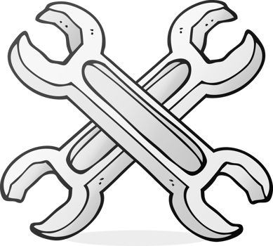 hand drawn cartoon spanners png