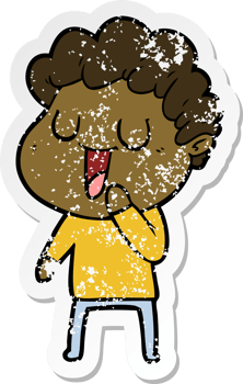 distressed sticker of a laughing cartoon man png