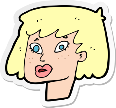 sticker of a cartoon pretty female face png
