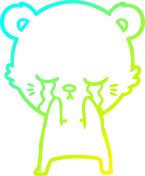 cold gradient line drawing crying cartoon bear png