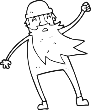 black and white cartoon old man in thermal underwear png