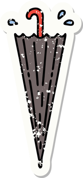 traditional distressed sticker tattoo of a closed umbrella png