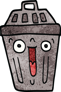 cartoon doodle waste bin png