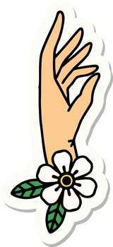 tattoo style sticker of a hand and flower png