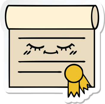 sticker of a cute cartoon certificate png