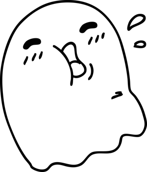 line doodle of a happy halloween ghost png