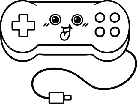 line drawing cartoon of a game controller png