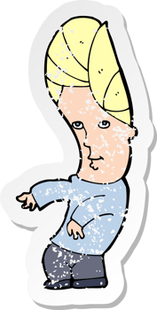 retro distressed sticker of a cartoon man with no worries drawing png