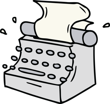 hand drawn cartoon doodle of old school typewriter png