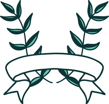traditional tattoo with banner of a laurel png