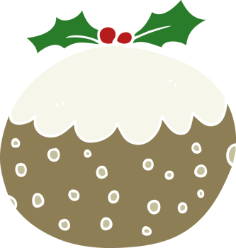 flat color style cartoon christmas pudding png