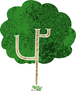 retro illustration style quirky cartoon tree png