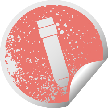 distressed circular peeling sticker quirky symbol pencil png