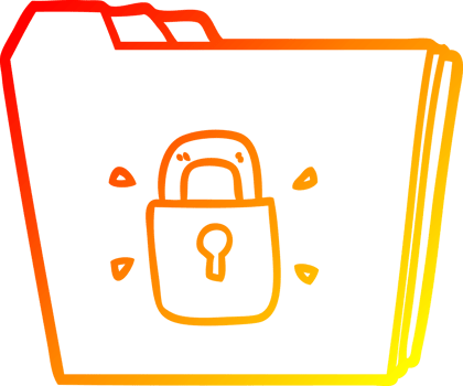 warm gradient line drawing of a cartoon locked files png