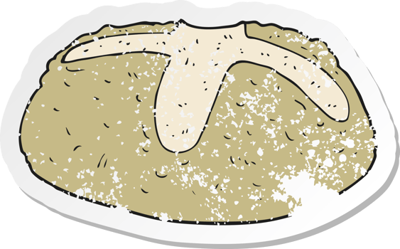 retro distressed sticker of a cartoon loaf of bread png