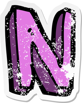 retro distressed sticker of a cartoon letter drawing png