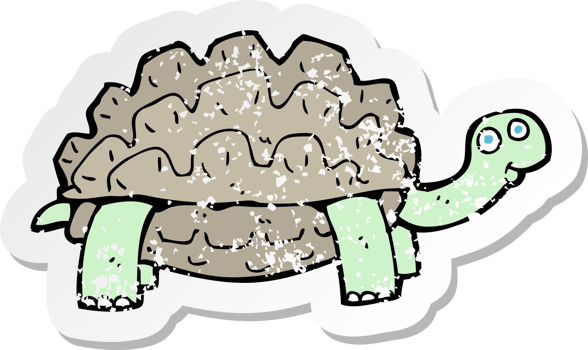 retro distressed sticker of a cartoon tortoise drawing png