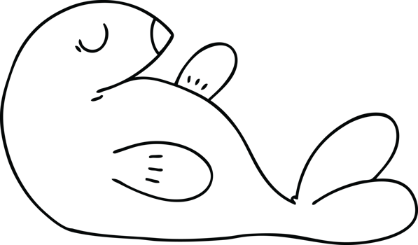 line drawing quirky cartoon seal png