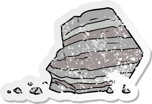 distressed sticker of a cartoon large rock png