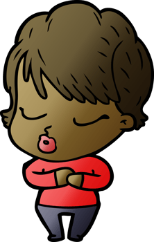 cartoon woman with eyes shut png