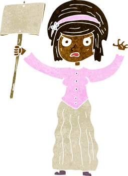 cartoon victorian woman protesting png