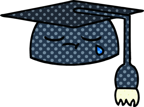 comic book style cartoon of a graduation hat png